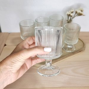 שישיית כוסות פסים על רגל